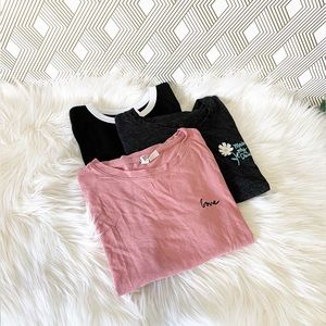 three t shirts